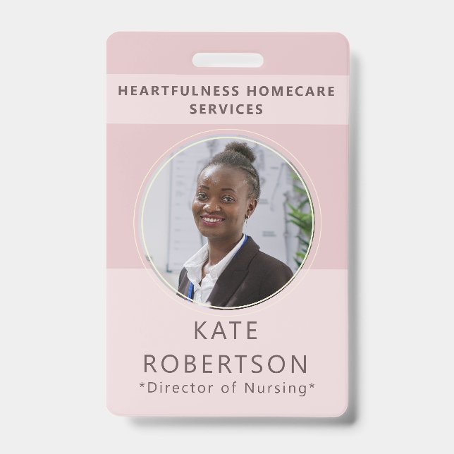 Soft Pink Healthcare Worker ID Badge (Front)