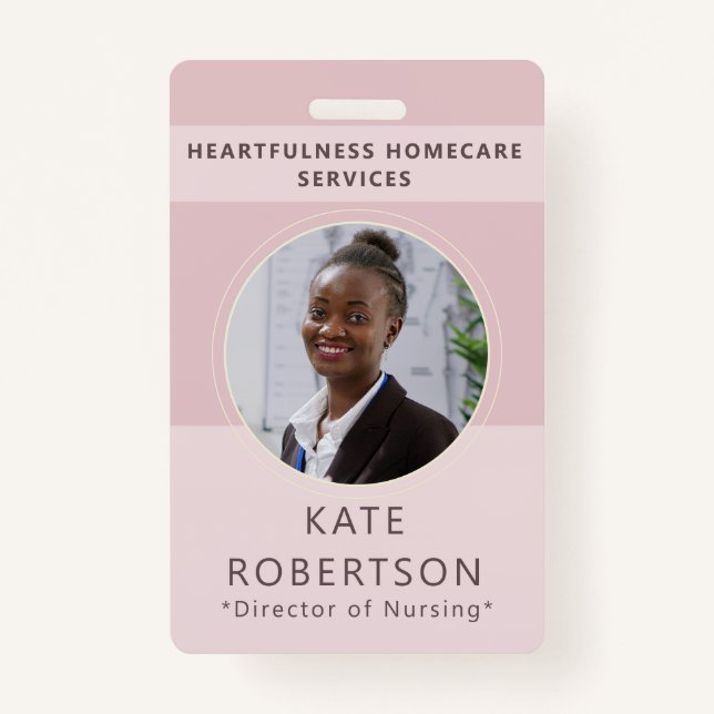 Soft Pink Healthcare Worker ID Badge (Front)