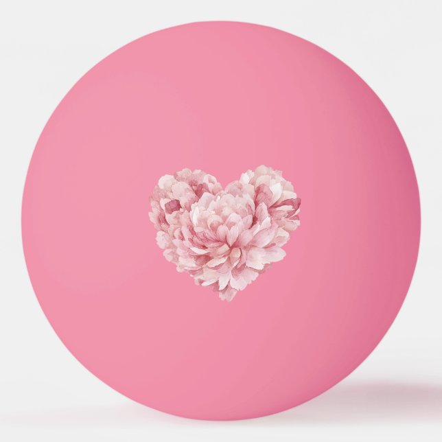 Soft Pink Heart Flower Ping Pong Ball (Front)