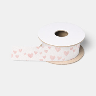 Soft Pink Heart Satin Ribbon