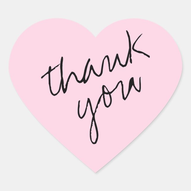 Soft Pink Heart Thank You Sticker (Front)