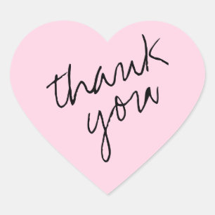 Soft Pink Heart Thank You Sticker