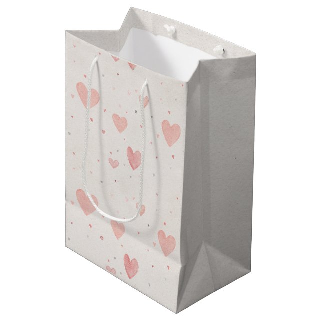 Soft Pink Hearts Gift Bag (Front Angled)