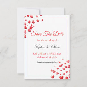 Soft Pink Hearts Save the Date Card