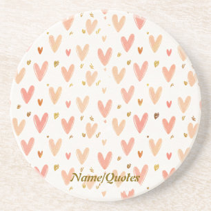 Soft Pink Hearts Seamless Pattern Coaster