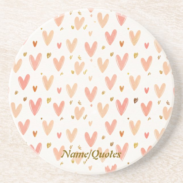 Soft Pink Hearts Seamless Pattern Coaster (Front)