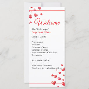 Soft Pink Hearts Wedding Program