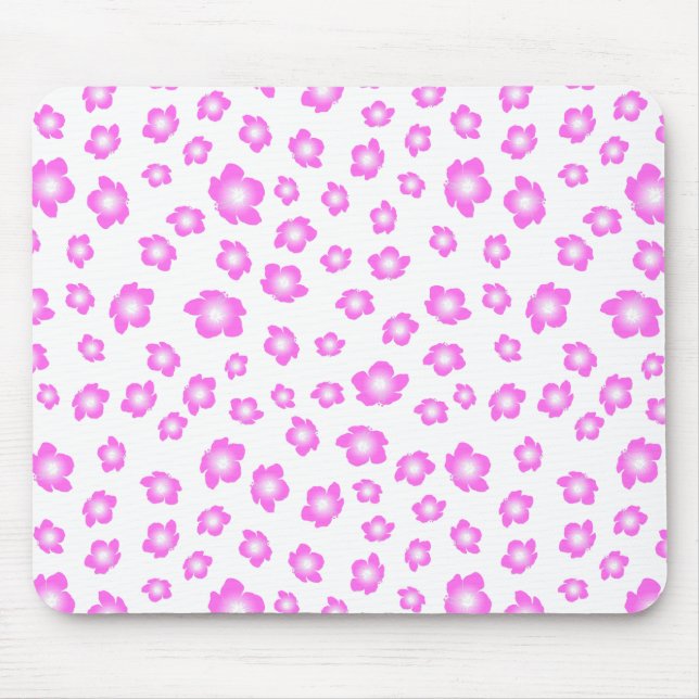 Soft Pink Hibiscus Floral Mouse Mat (Front)