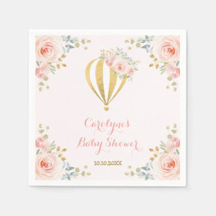Soft Pink Hot Air Balloon Adventure Baby Shower Napkin