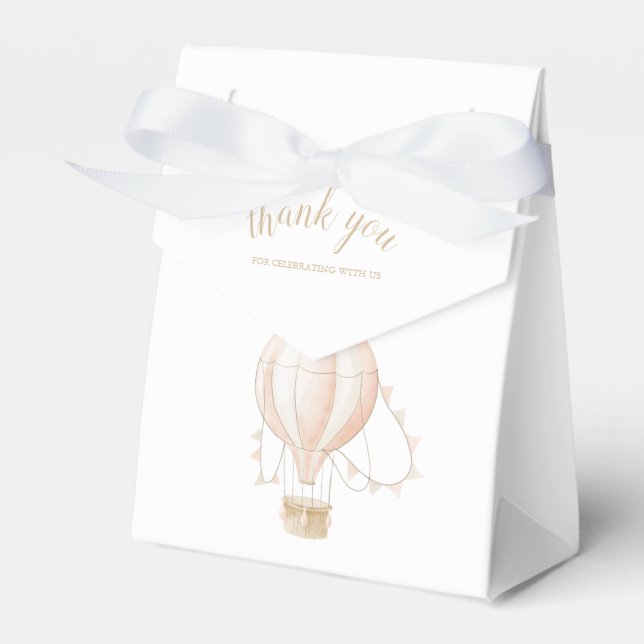 Soft-Pink Hot Air Balloon Favour Box (Front Side)