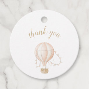 Soft-Pink Hot Air Balloon Round Gift Tags