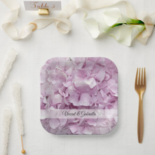 Soft Pink Hydrangea Flowers Wedding Paper Plate