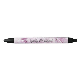 Soft Pink Hydrangea Wedding Save the Date Black Ink Pen