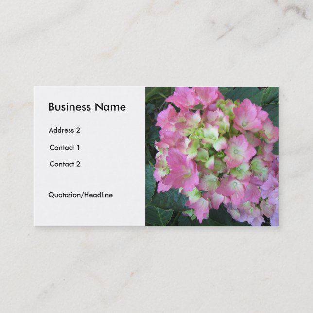 Soft Pink Hydrangeas Business Card (Front)