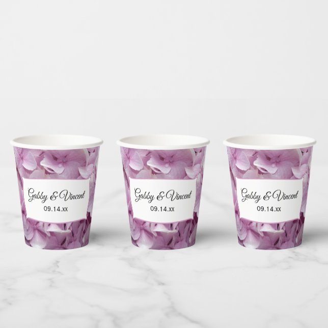 Soft Pink Hydrangeas Wedding Paper Cups (Multi)