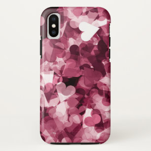 Soft Pink Kawaii Hearts Background iPhone X Case