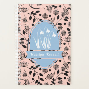 Soft Pink Laurentian Floral Pattern Custom Name Planner
