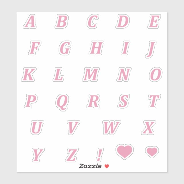 Soft Pink Letters | Monogram Alphabet in Baby Pink (Sheet)