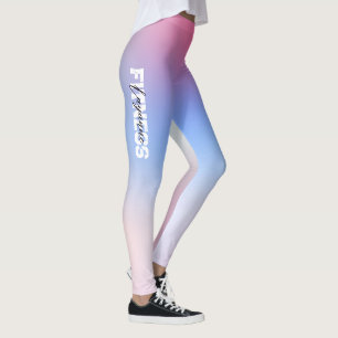 Soft Pink Light Blue Gym Yoga Workout Leggings