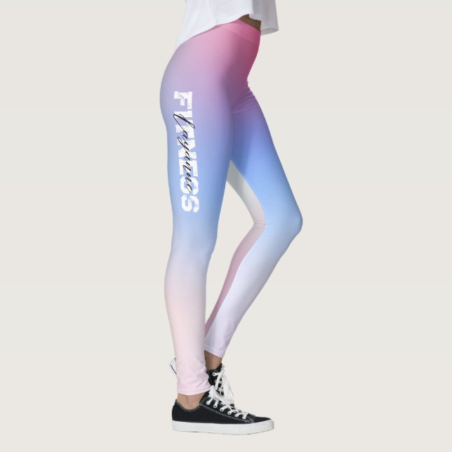 Soft Pink Light Blue Gym Yoga Workout Leggings (Right)