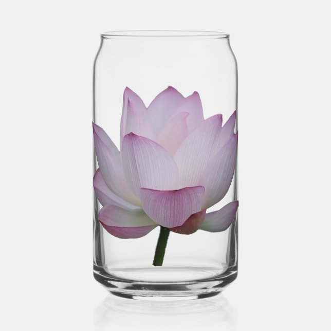 Soft Pink Lotus Flower Wedding  Can Glass (Front)