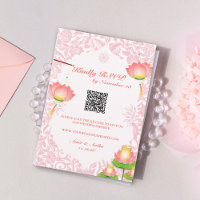 Soft Pink Lotus Lanterns Indian Wedding RSVP