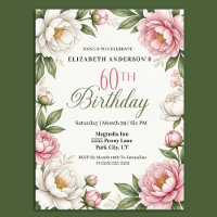 Soft Pink Magnolia and Peony 60th Birthday