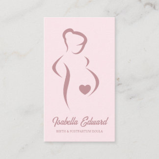 Soft Pink Maternity Doula Identity Illustration Business Card