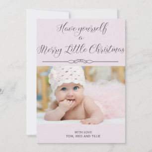 Soft Pink Merry Little Christmas Photo Card