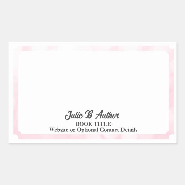 Soft Pink Minimalist Custom Author Bookplate Rectangular Sticker (Front)