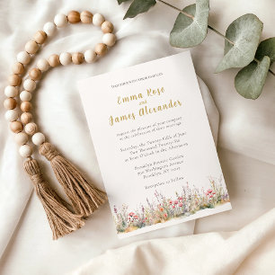 Soft Pink Minimalist Floral Wedding Invitation