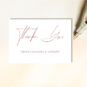 Soft Pink Minimalist Handwritten Thank You Card