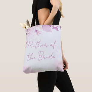 Soft Pink Modern Boho Floral and Leaves Wedding Tote Bag