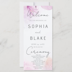 Soft Pink Modern Boho Floral Wedding Program