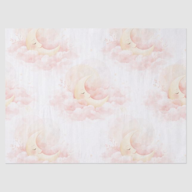 Soft Pink Moon Baby Shower Tissue Paper, Celestial Paper (Front)