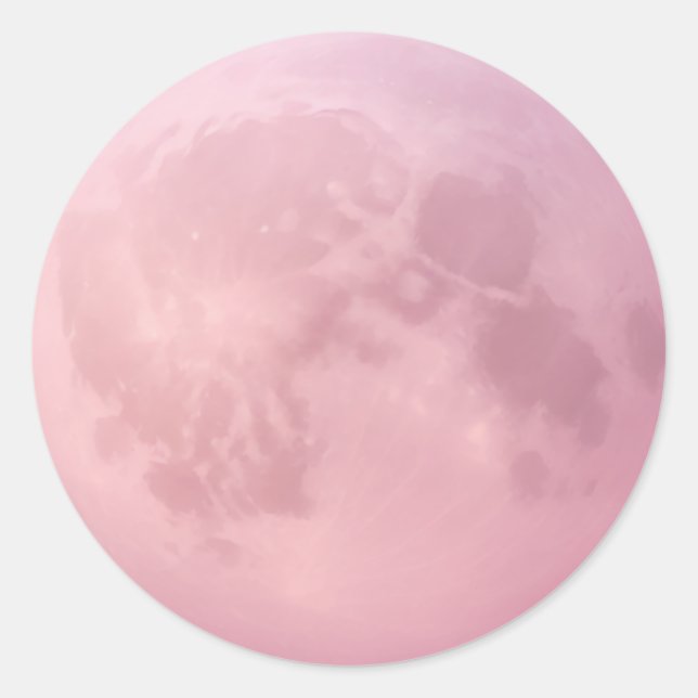 Soft Pink Moon Emoji Classic Round Sticker (Front)