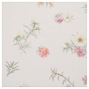 Soft Pink Moss Rose Watercolor Floral Fabric