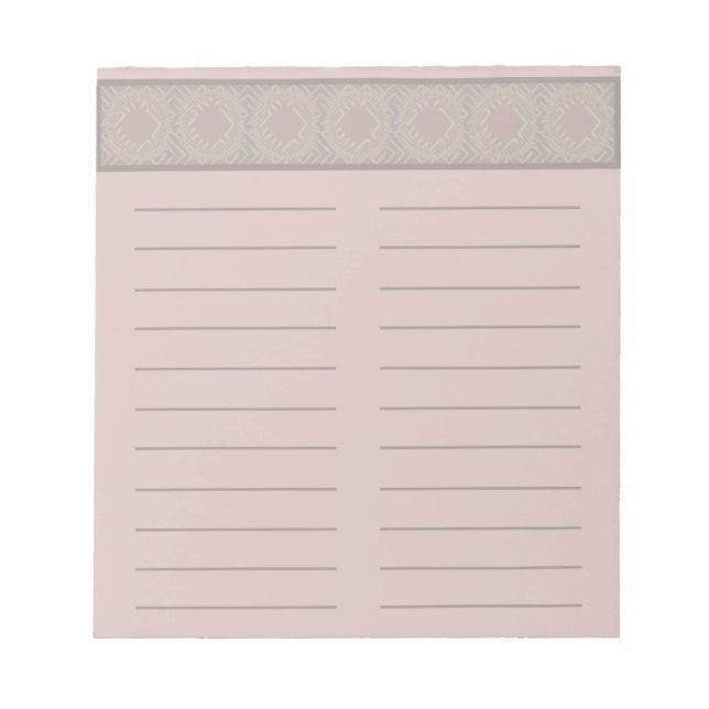 Soft Pink Notepad with Geometric Pattern lined (Front)