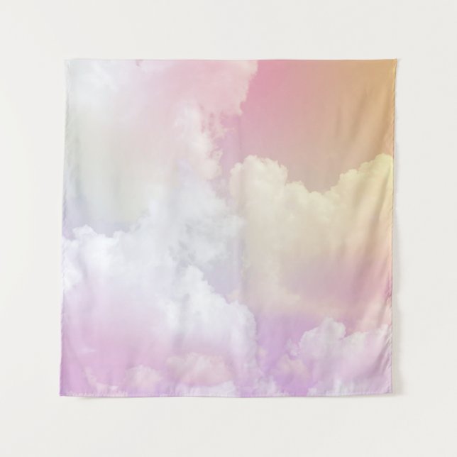 Soft Pink Orange Sky: Fluffy Tapestry (Front)