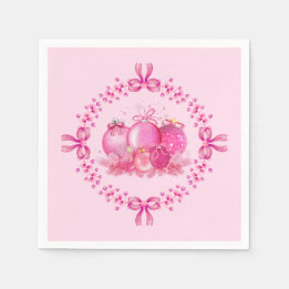 Soft Pink Ornament Holiday Collection Napkin
