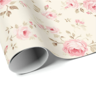 Soft Pink Painted Roses  Wrapping Paper