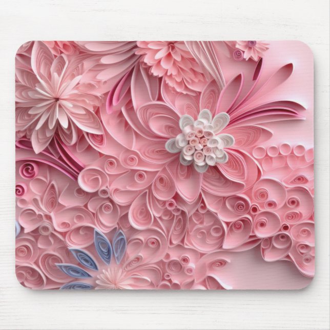 Soft Pink Paper Quill  Mouse Mat (Front)