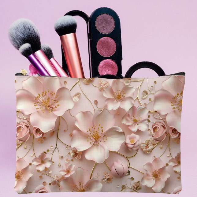 Soft Pink Pastel Floral  Accessory Pouch (Creator Uploaded)