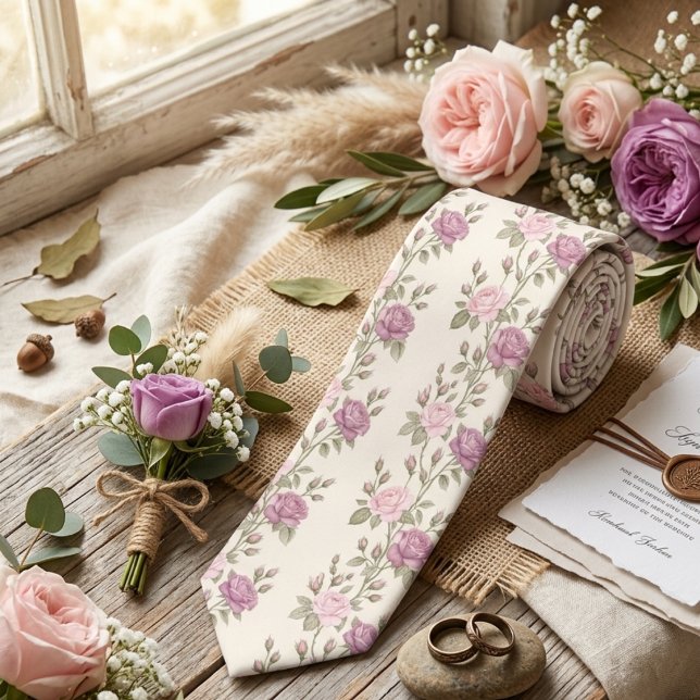 Soft Pink Pastel Rose Floral Tie (Creator Uploaded)