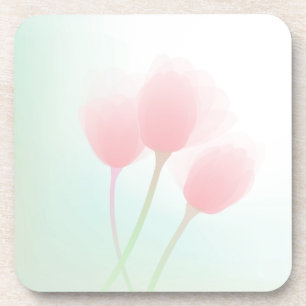 Soft Pink Pastel Tulips Wedding Coaster