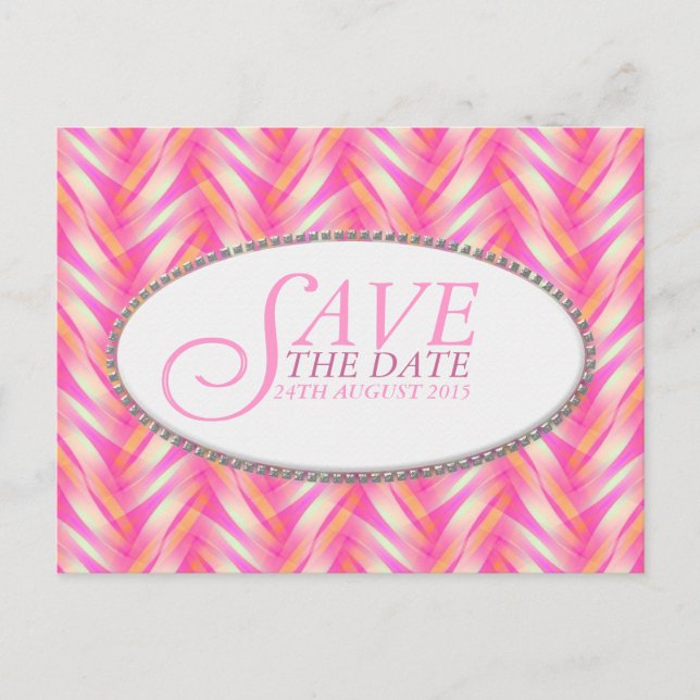 Soft Pink Pattern Save the Date Postcard (Front)