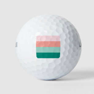 Soft Pink Peach Amber Yucca and Arbor Green Horiz Golf Balls