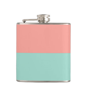 Soft Pink Peach Amber Yucca and Arbor Green Horiz Hip Flask