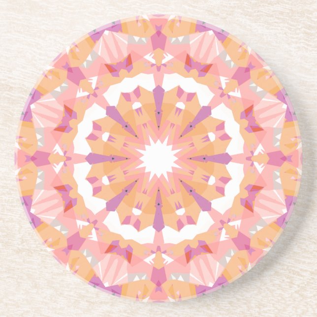 Soft Pink Peach Purple Star Pastel Eclectic Decor Coaster (Front)