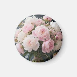 Soft Pink Peony Bouquet Romantic Floral Magnet